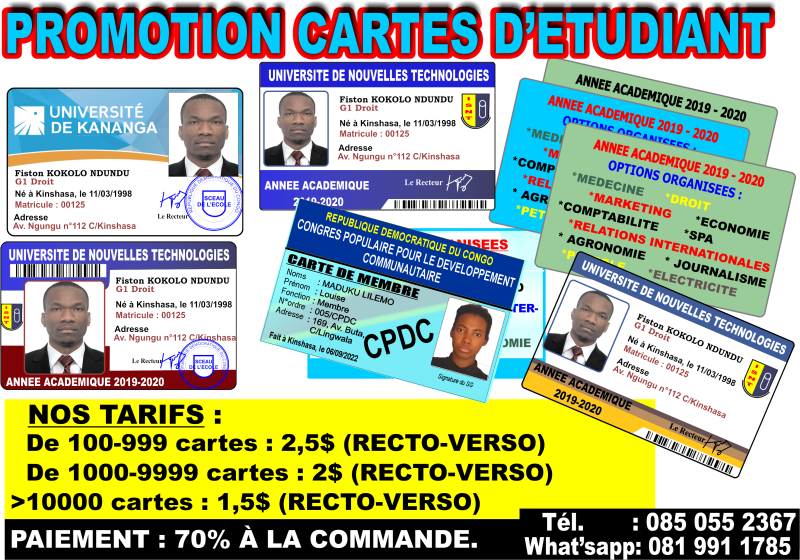 Promotion cartes pour tudiants